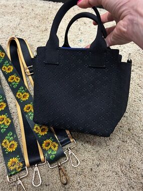 Rothy's Black Knit Mini bucket bag + 2 straps
